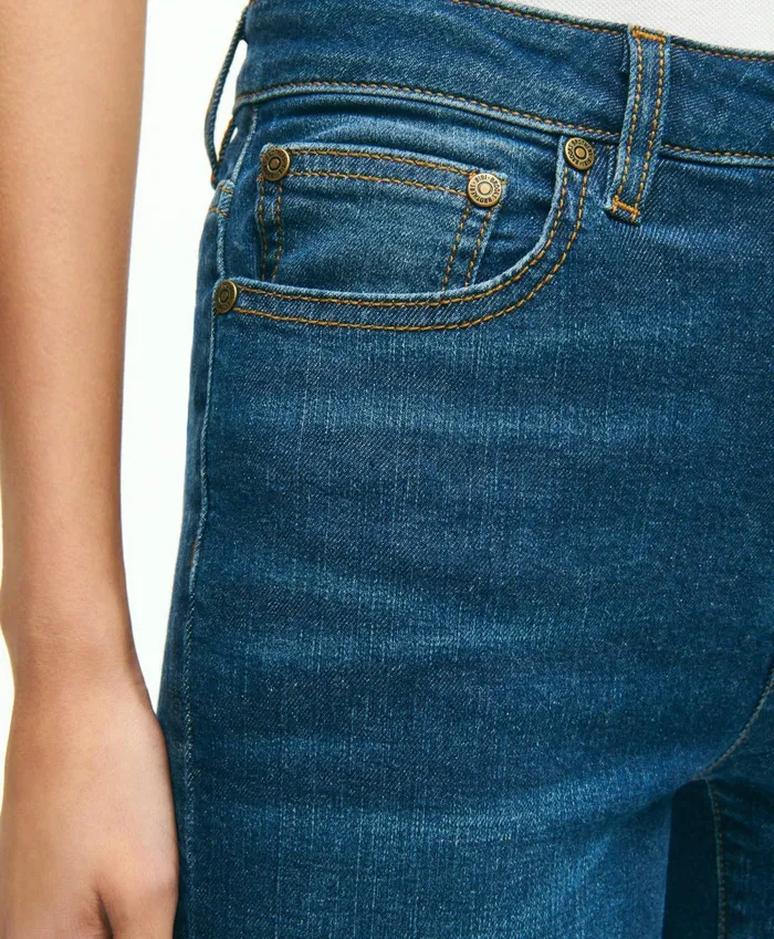 Pants andamp Skirts Women Brooks Brothers Stretch Cotton SlimStraight Cropped Denim Jeans Medium Denim