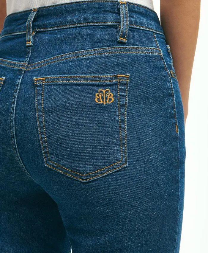 Pants andamp Skirts Women Brooks Brothers Stretch Cotton SlimStraight Cropped Denim Jeans Medium Denim