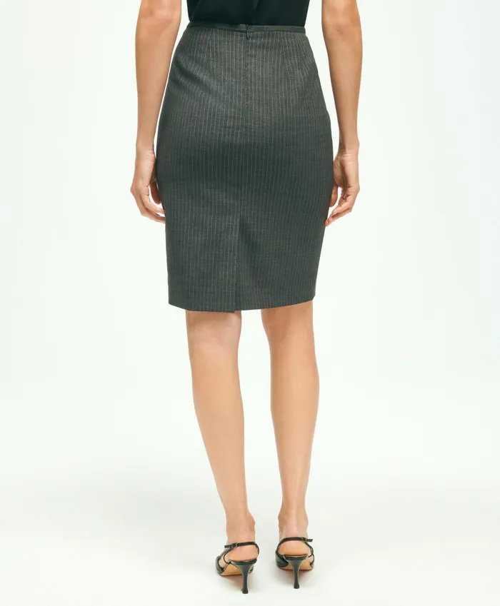 Pants andamp Skirts Women Brooks Brothers Stretch Wool Pinstripe Pencil Skirt Grey