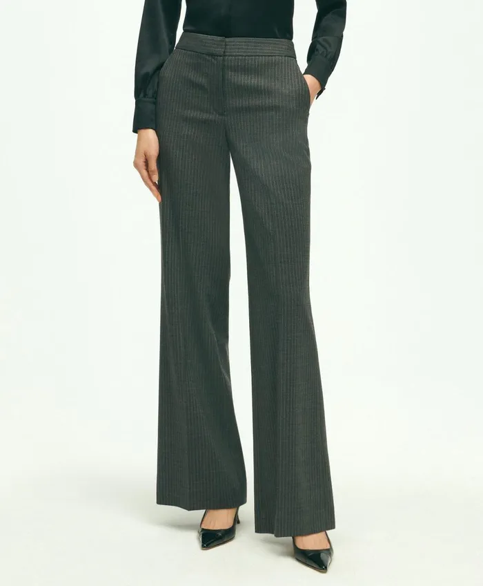 Pants andamp Skirts Women Brooks Brothers Stretch Wool Pinstripe Wide Leg Trouser Grey Pants andamp Skirts Women Brooks Brothers Stretch Wool Pinstripe Wide Leg Trouser Grey