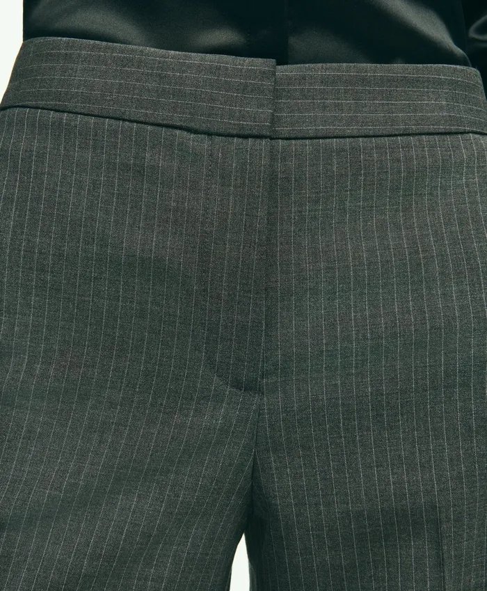 Pants andamp Skirts Women Brooks Brothers Stretch Wool Pinstripe Wide Leg Trouser Grey