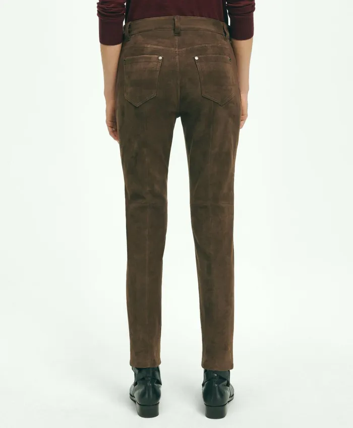 Pants andamp Skirts Women Brooks Brothers Suede 5Pocket Pants Dark Brown