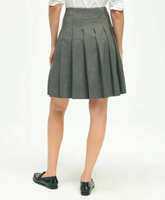 Pants andamp Skirts Women Brooks Brothers The Essential Brooks Brothers Stretch Pleated Skirt Dark Grey