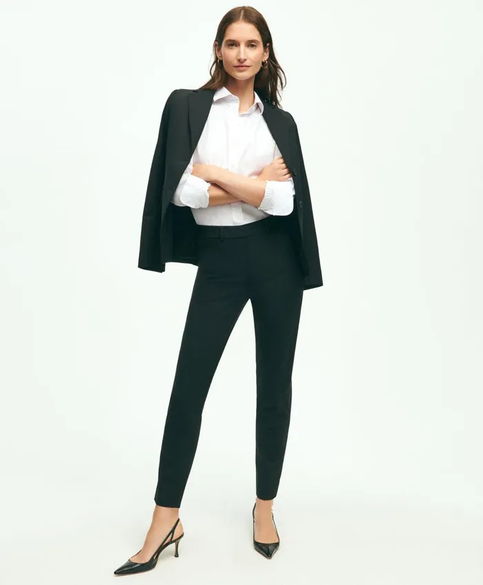 Pants andamp Skirts Women Brooks Brothers The Essential Brooks Brothers Stretch Wool Slim Crop Pants Black