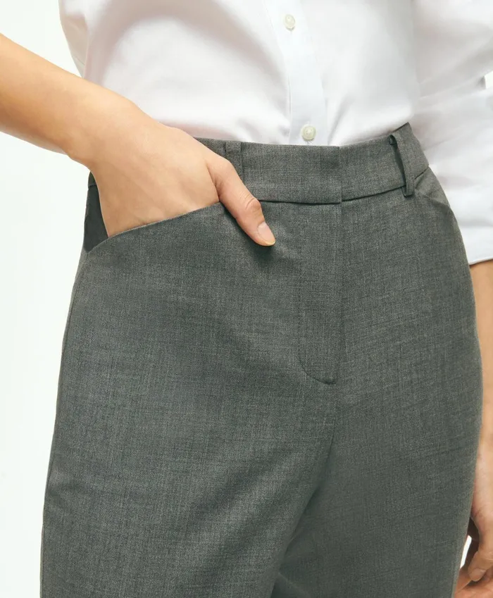 Pants andamp Skirts Women Brooks Brothers The Essential Brooks Brothers Stretch Wool Slim Crop Pants Dark Grey
