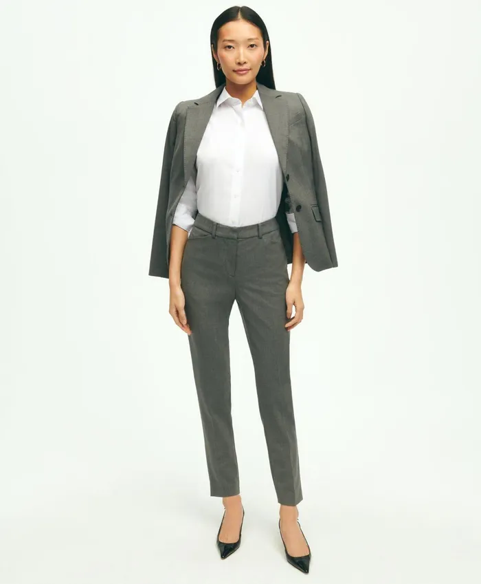 Pants andamp Skirts Women Brooks Brothers The Essential Brooks Brothers Stretch Wool Slim Crop Pants Dark Grey