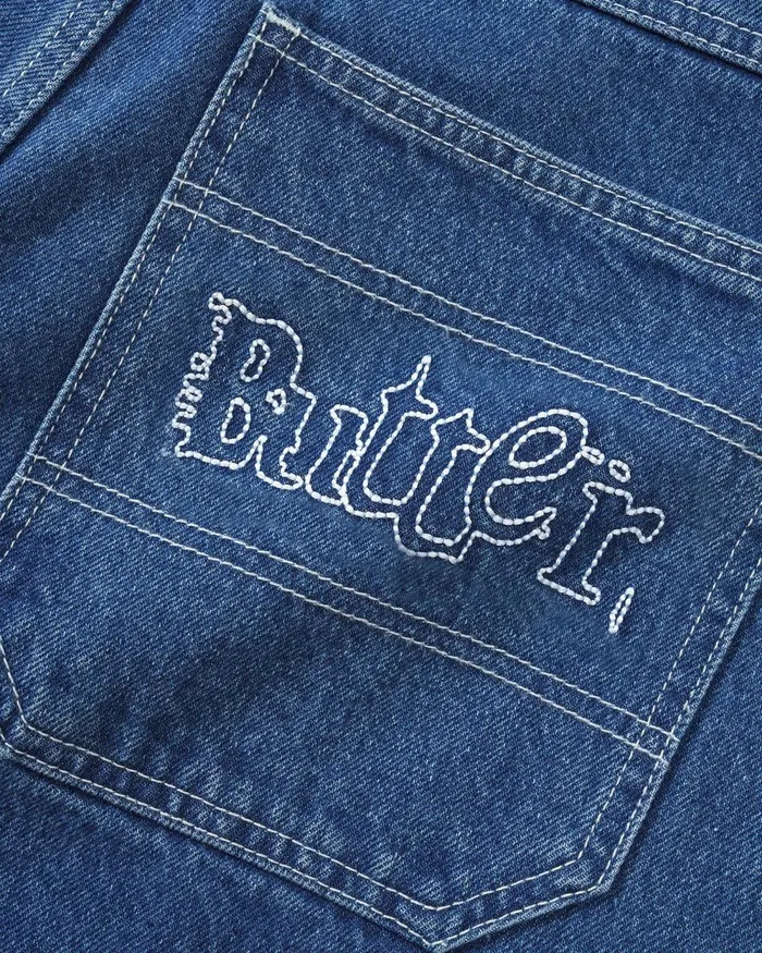 Pants Men Butter Goods Breakdown Relaxed Denim Jeans Solid Blue