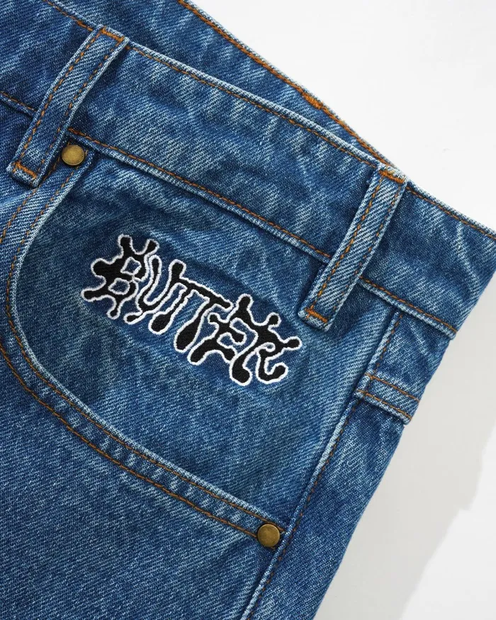 Pants Men Butter Goods Ink Denim Jeans Worn Blue Pants Men Butter Goods Ink Denim Jeans Worn Blue