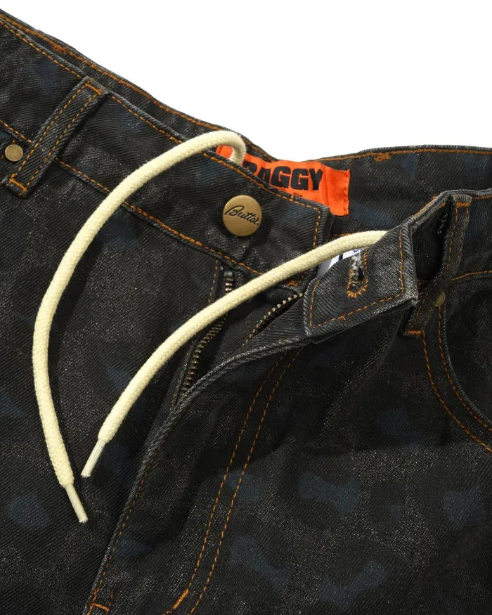 Pants Men Butter Goods Leopard Denim Jeans Black Pants Men Butter Goods Leopard Denim Jeans Black
