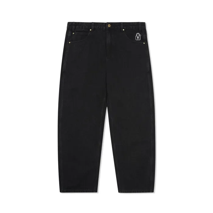 Pants Men Butter Goods Lock Baggy Denim Jeans Flat Black