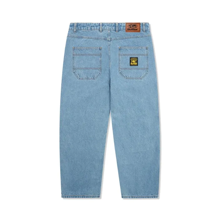 Pants Men Butter Goods Patch Pocket Denim Jeans Washed Indigo Pants Men Butter Goods Patch Pocket Denim Jeans Washed Indigo