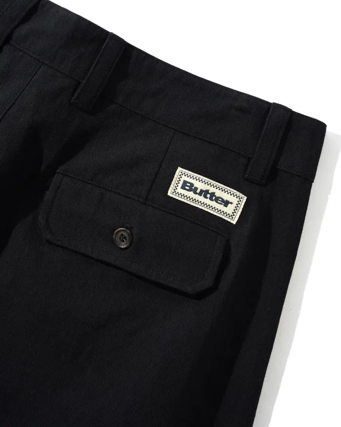 Pants Men Butter Goods Pleated Trousers Black