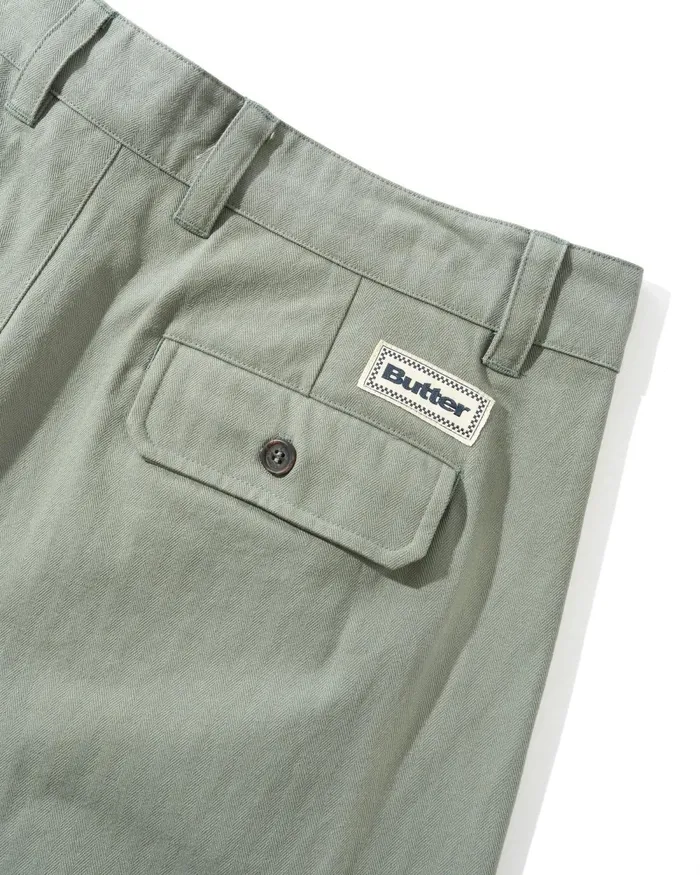 Pants Men Butter Goods Pleated Trousers Moss Pants Men Butter Goods Pleated Trousers Moss