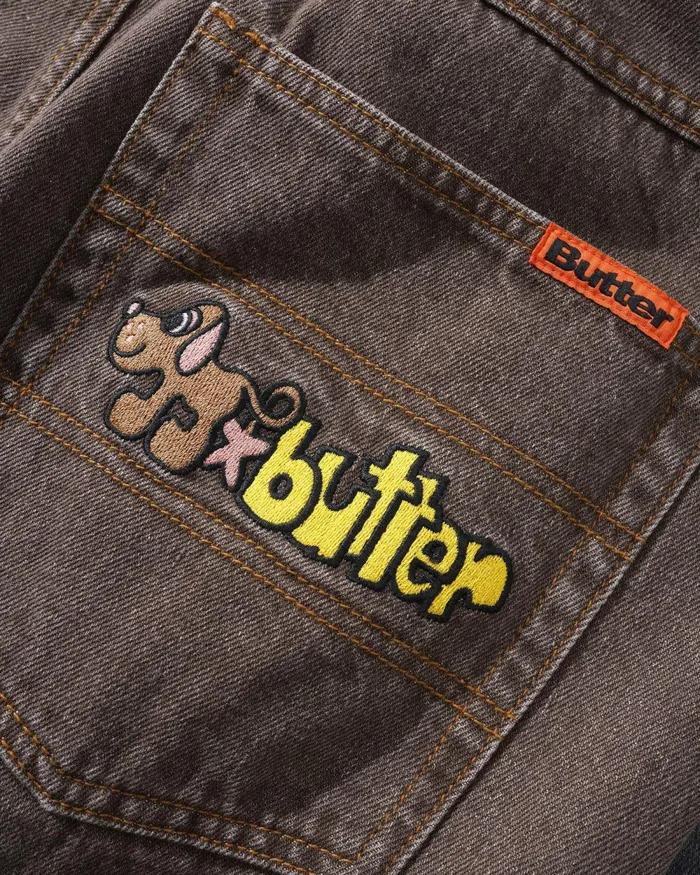 Pants Men Butter Goods Pooch Relaxed Denim Jeans Washed Brown