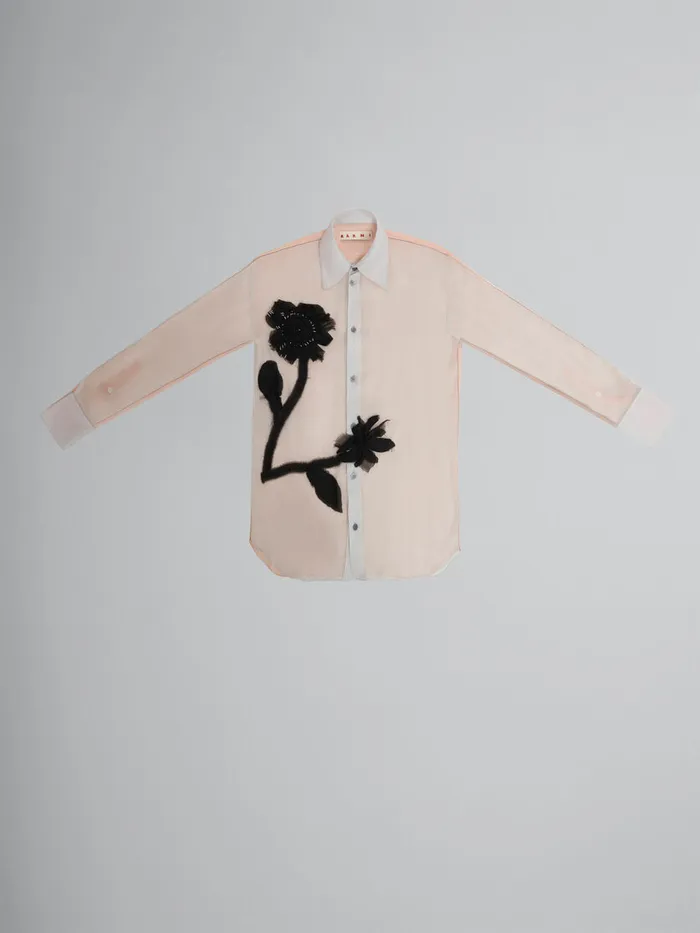 Peach And Light Blue Crepon Shirt With Flower Appliqus Women Marni Tops and TShirts