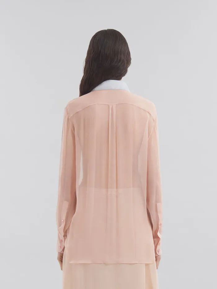 Peach And Light Blue Crepon Shirt With Flower Appliqus Women Marni Tops and TShirts