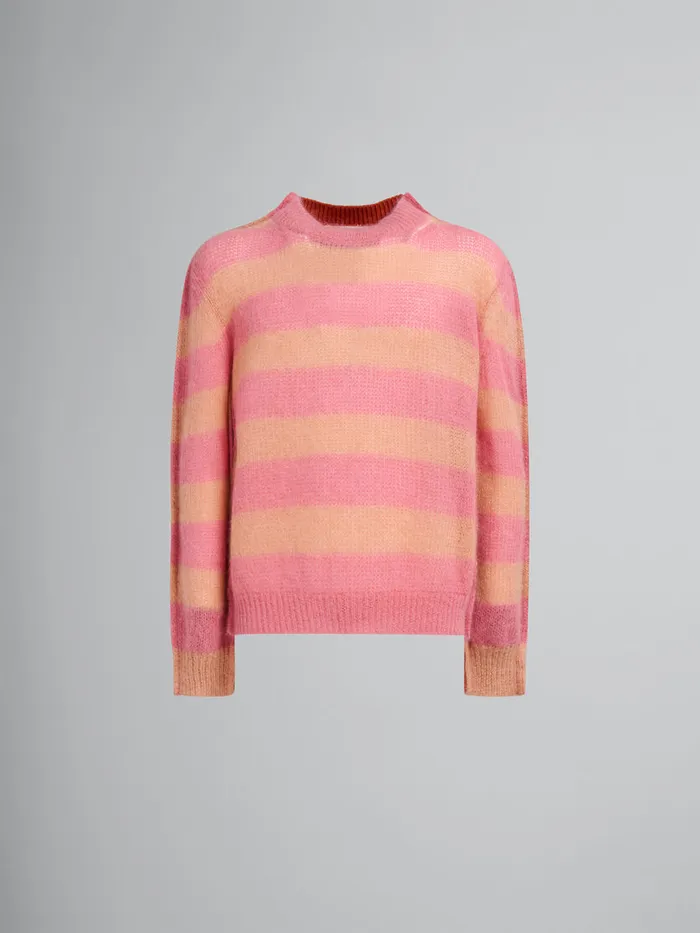 Peach Mohair And Wool Jumper With Mixed Stripes Men Marni Knitwear