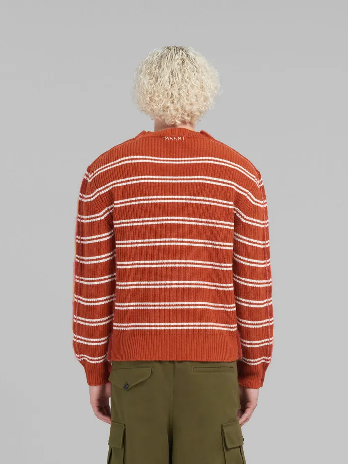 Peach Mohair And Wool Jumper With Mixed Stripes Men Marni Knitwear