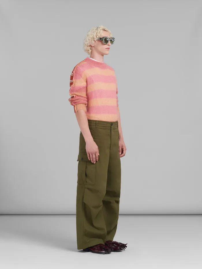 Peach Mohair And Wool Jumper With Mixed Stripes Men Marni Knitwear