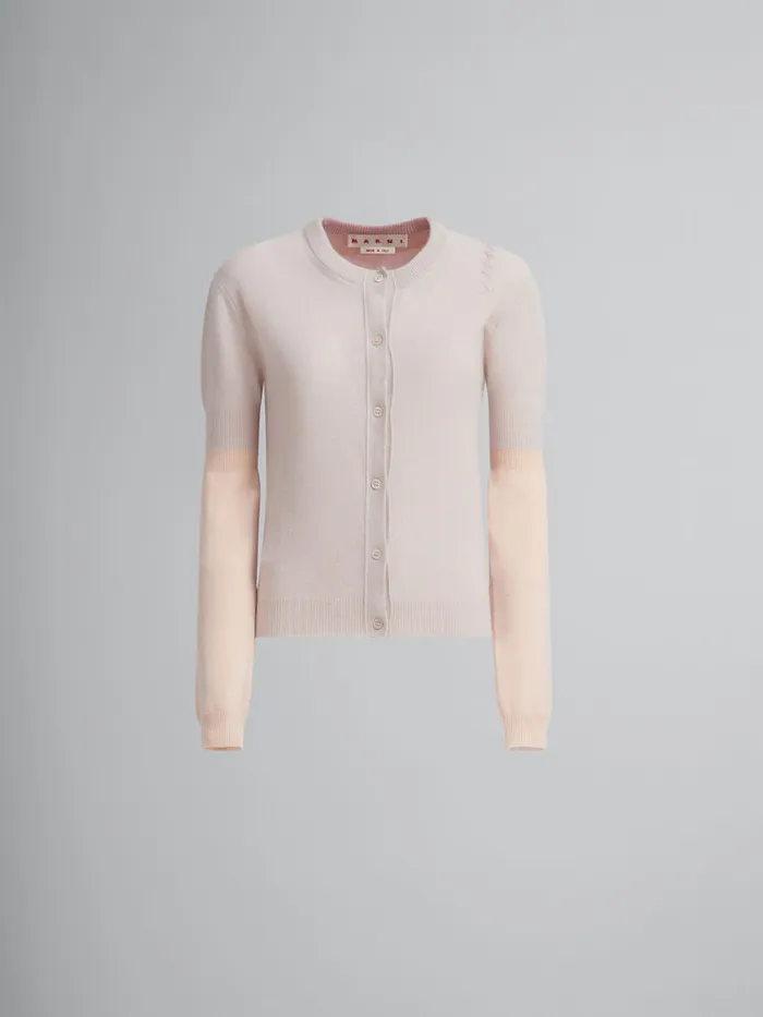 Peach Pink Wool And Cashmere Color Block Cardigan Women Marni Knitwear