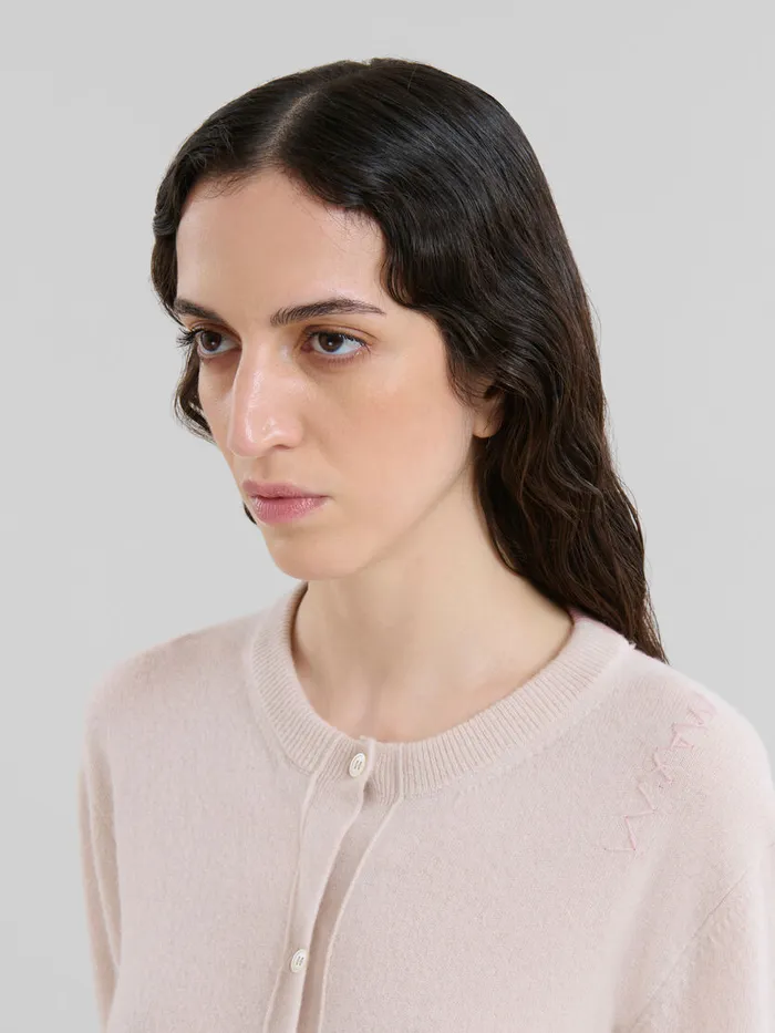Peach Pink Wool And Cashmere Color Block Cardigan Women Marni Knitwear
