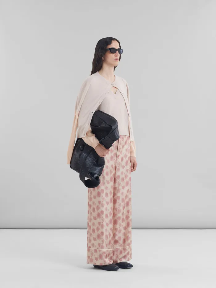 Peach Pink Wool And Cashmere Color Block Cardigan Women Marni Knitwear