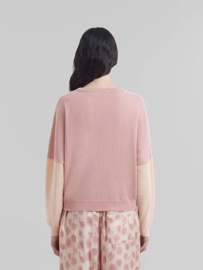 Peach Pink Wool And Cashmere Color Block Vneck Sweater Women Marni Knitwear