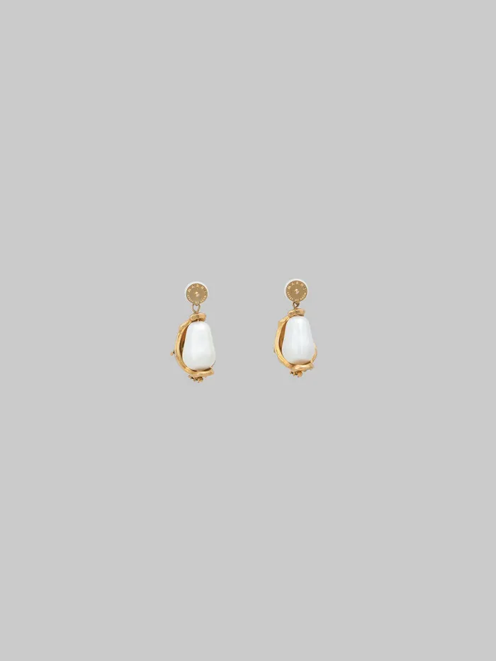 Pearl Drop Earrings With Green Gemstones Women Marni Earrings
