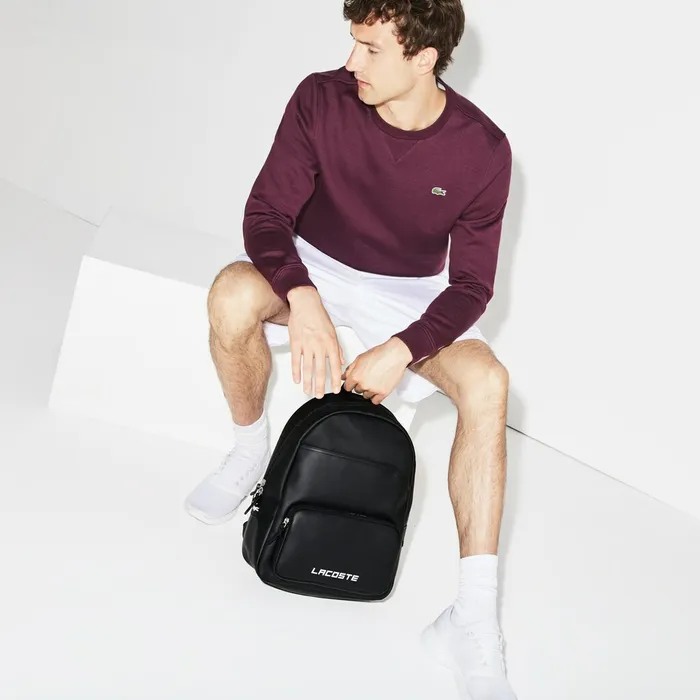 Petit Piqu Backpack Black Mens Lacoste Bags Store