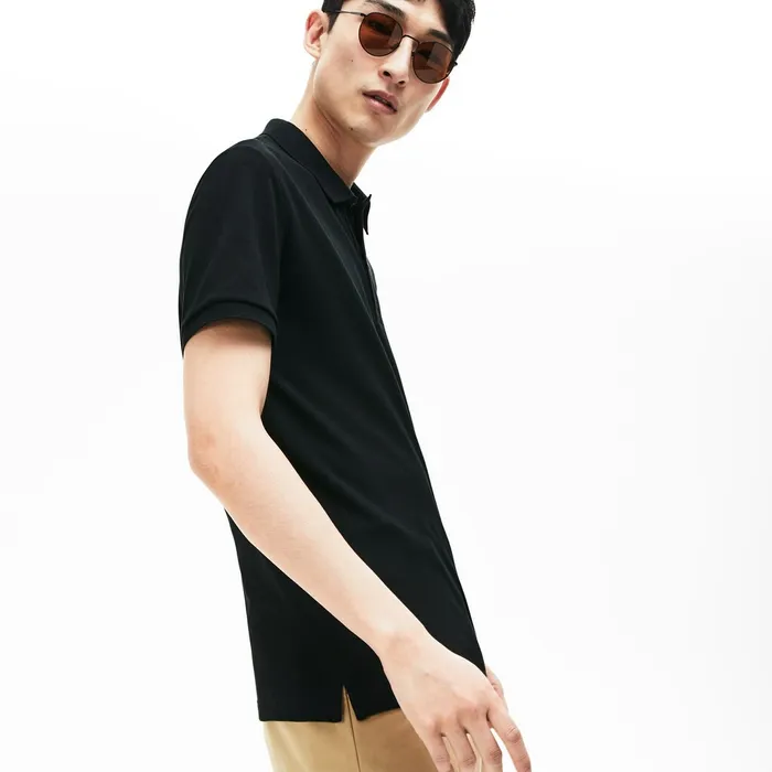Petit Piqu Slim Fit Polo Shirt Black Mens Lacoste Polos Gift Ideas