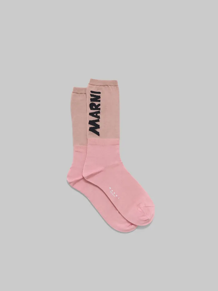 Pink And Beige Socks With Marni Logo Women Marni Socks