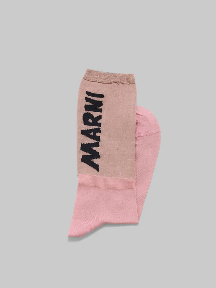 Pink And Beige Socks With Marni Logo Women Marni Socks