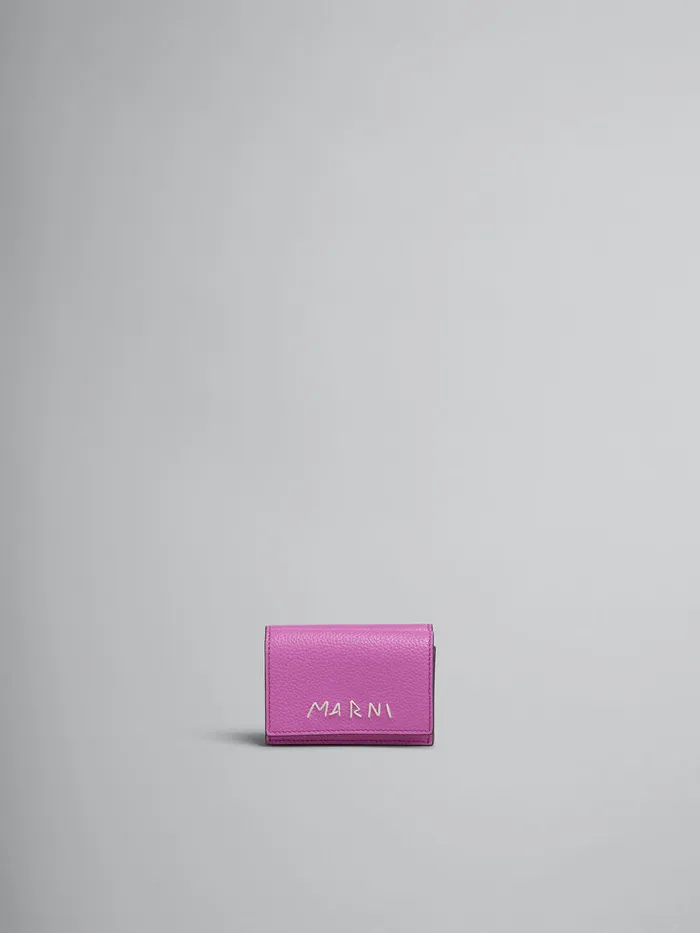 Pink Leather Trifold Wallet With Marni Mending Women Marni Wallets and Small Leather Goods Pink Leather Trifold Wallet With Marni Mending Women Marni Wallets and Small Leather Goods
