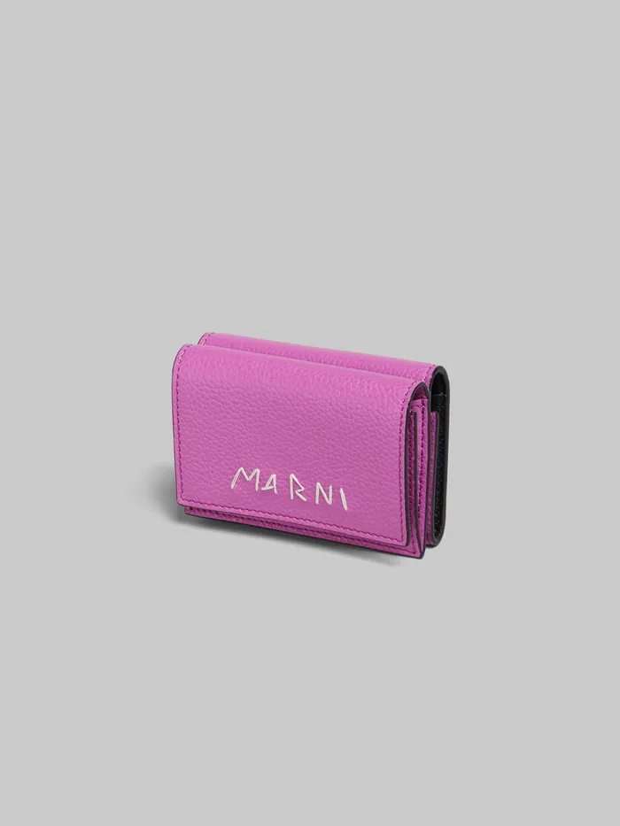 Pink Leather Trifold Wallet With Marni Mending Women Marni Wallets and Small Leather Goods