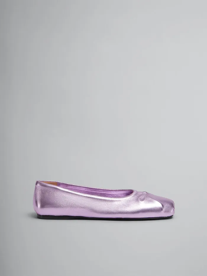Pink Nappa Leather Seamless Little Bow Ballet Flat Women Marni Flats