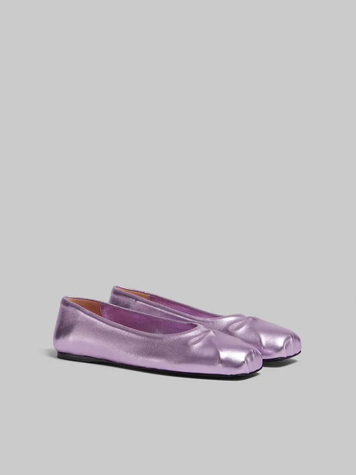 Pink Nappa Leather Seamless Little Bow Ballet Flat Women Marni Flats
