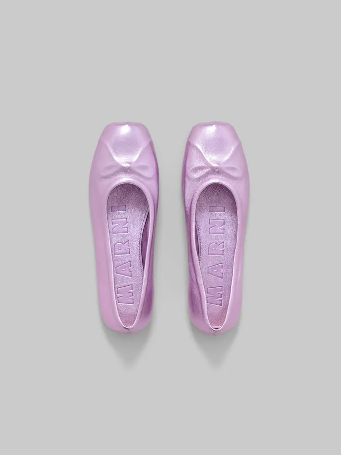Pink Nappa Leather Seamless Little Bow Ballet Flat Women Marni Flats