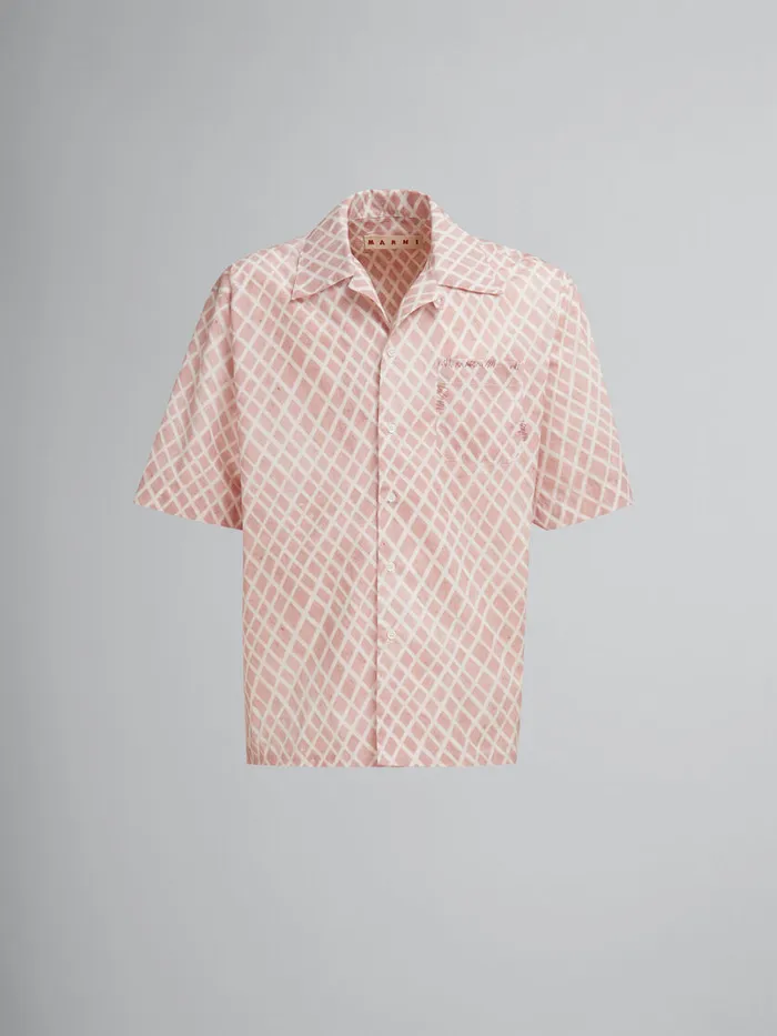 Pink Poplin Bowling Shirt With Landscapes Print Men Marni Tops and TShirts