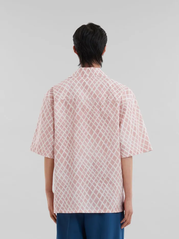 Pink Poplin Bowling Shirt With Landscapes Print Men Marni Tops and TShirts
