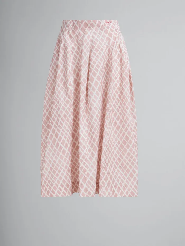 Pink Poplin Midi Skirt With Landscapes Print Women Marni Skirts