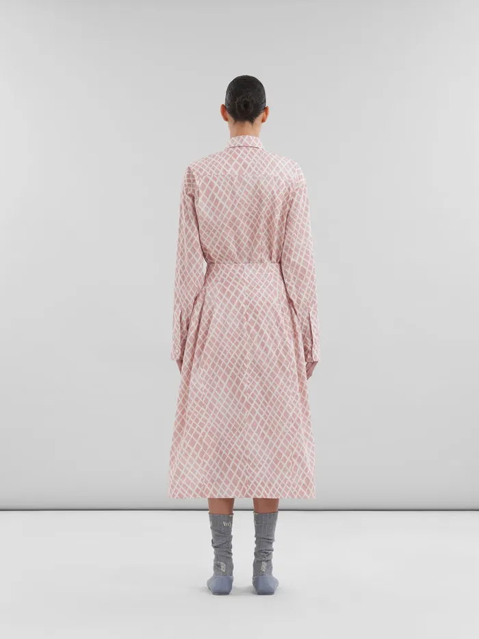 Pink Poplin Midi Skirt With Landscapes Print Women Marni Skirts