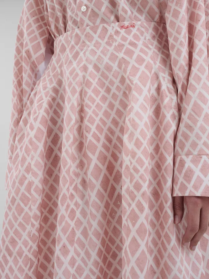 Pink Poplin Midi Skirt With Landscapes Print Women Marni Skirts
