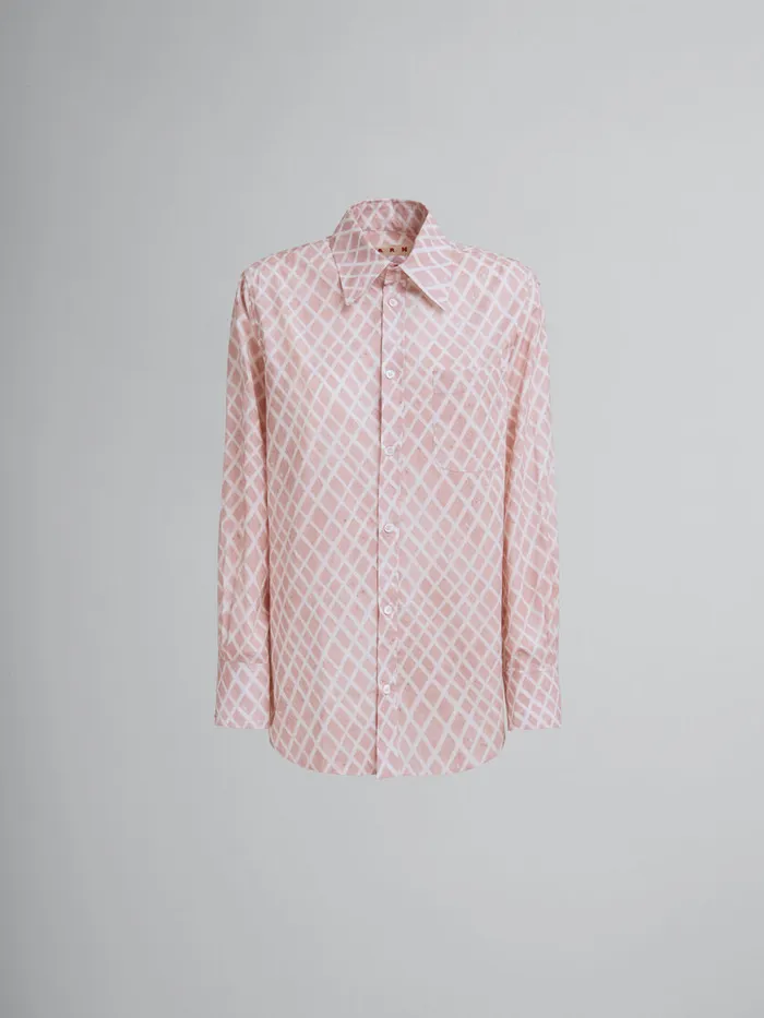 Pink Poplin Shirt With Landscapes Print Women Marni Tops and TShirts