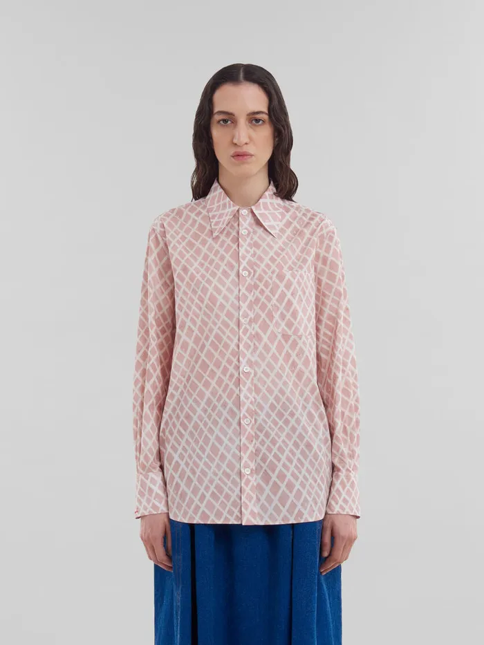 Pink Poplin Shirt With Landscapes Print Women Marni Tops and TShirts