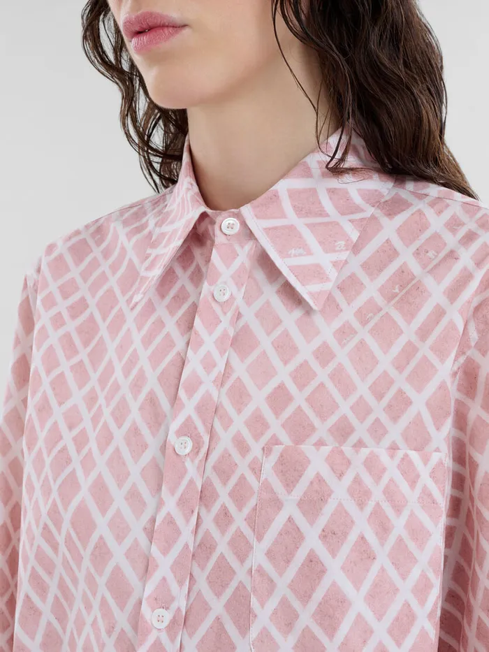 Pink Poplin Shirt With Landscapes Print Women Marni Tops and TShirts