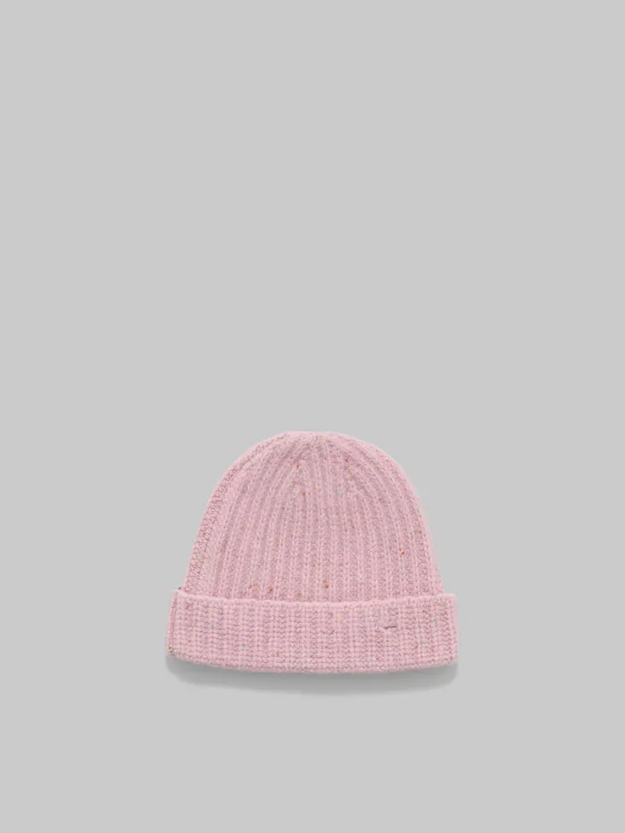 Pink Shetland Wool Beanie With Marni Mending Women Marni Hats