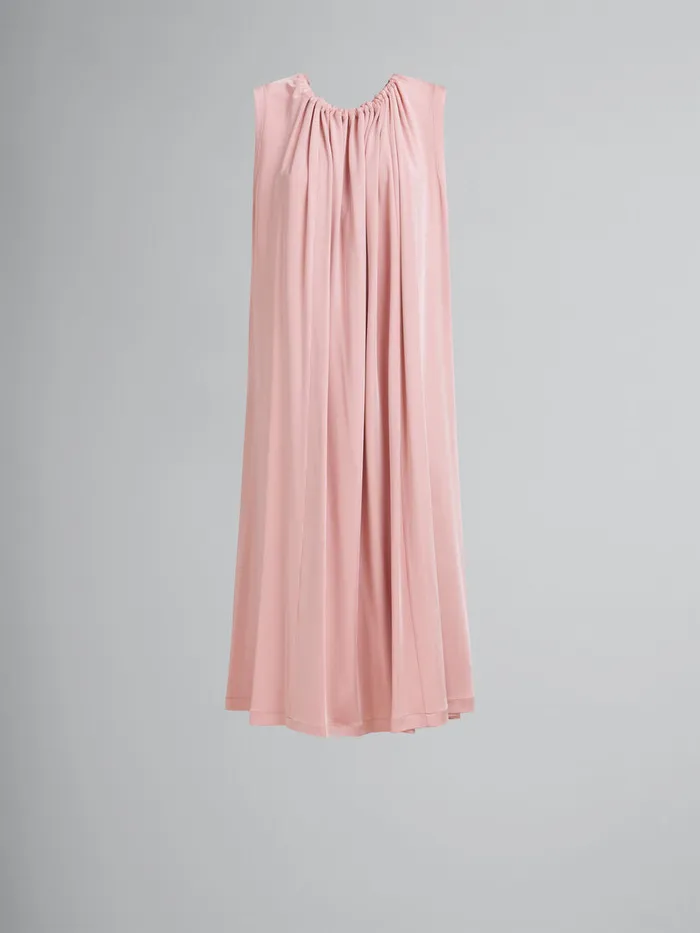 Pink Stretch Jersey Dress With Gathered Neck Women Marni Dresses