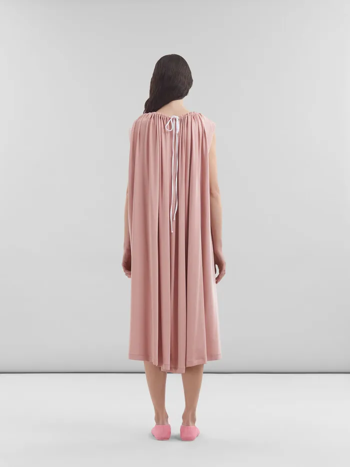 Pink Stretch Jersey Dress With Gathered Neck Women Marni Dresses