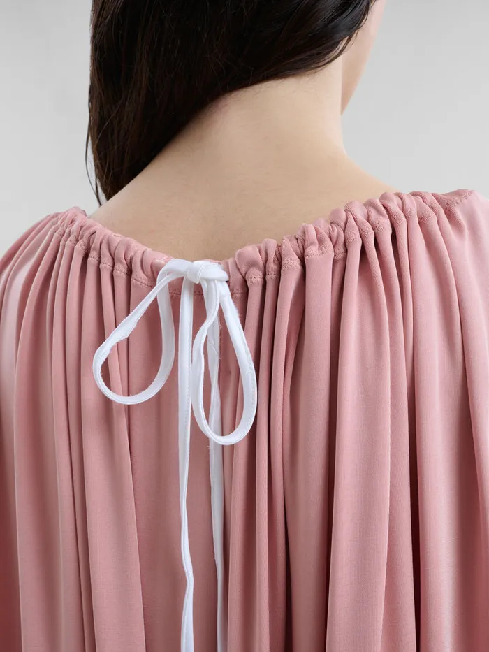 Pink Stretch Jersey Dress With Gathered Neck Women Marni Dresses
