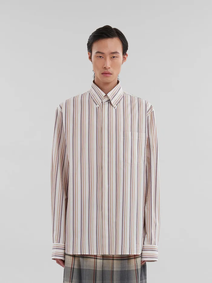 Pink Striped Organic Poplin Shirt Men Marni Tops and TShirts